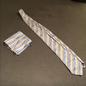 Sean John Blue & Grey Tie with Pocket Square